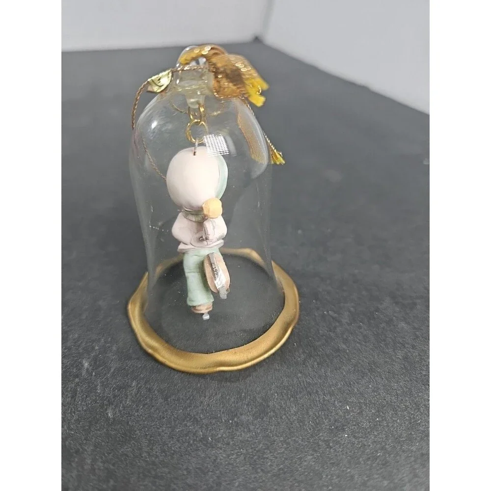 VINTAGE ENESCO PRECIOUS MOMENTS CHRISTMAS GLASS BELL CHRISTMAS ORNAMENT